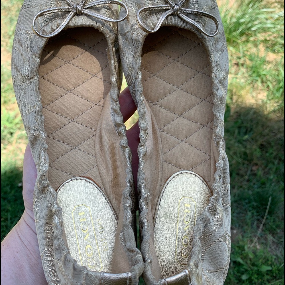 Coach flats gold size 9